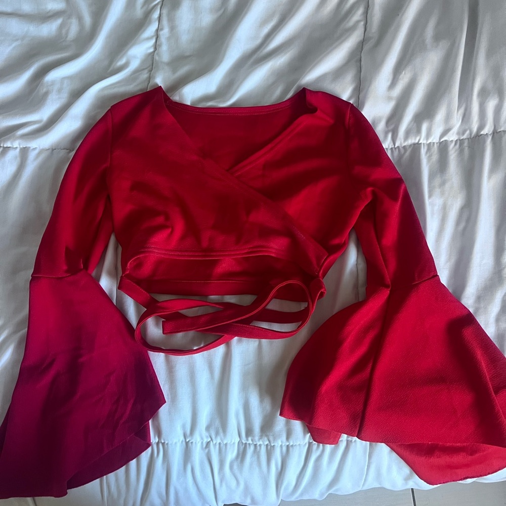 Women’s red long-sleeve blouse